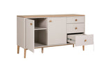 Two-door sideboard with three soft-close drawers