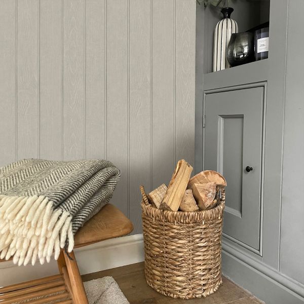 Belgravia Beaded Wood Panel Wallpaper Grey