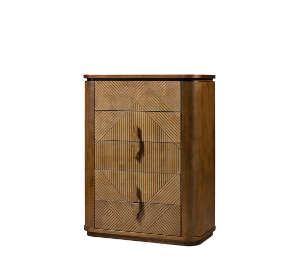 Luxurious Tall Chest of Drawers with 5 Spacious Drawers in Captivating 2-Tone Color Scheme.