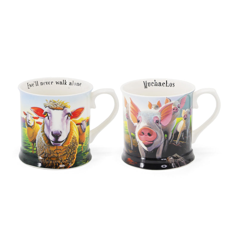 Beyond the Herd Set 2 Tankards (Pigs.Sheep)