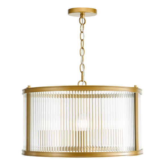 Elegant chandeliers bronze finish with ribbed glass

