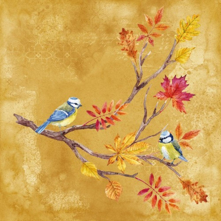 Paper Napkins Birds on a Chestnut Branch