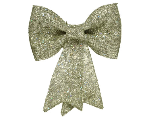 Christmas Decoration Bow Plastic Glitters Gold