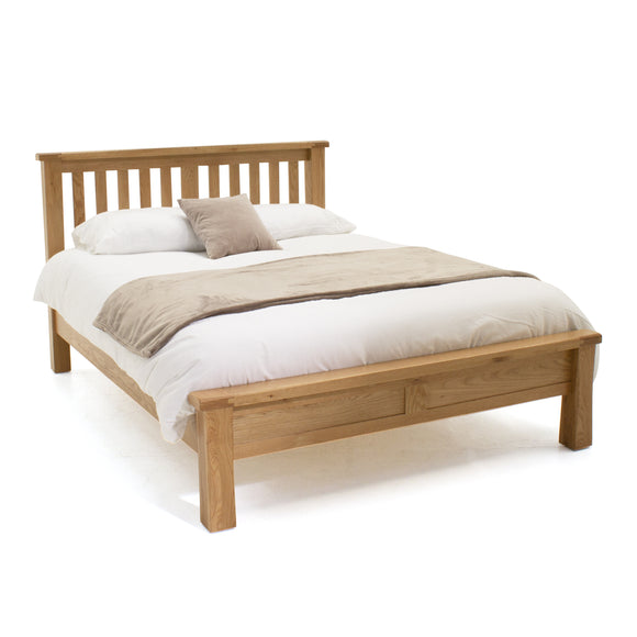 Elegant white oak super king bed with low footboard