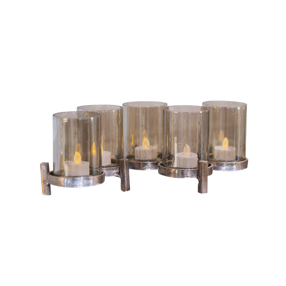 Modern Bubble Candle Holder 5 Glass Gold with Smoked Glass Tubes
