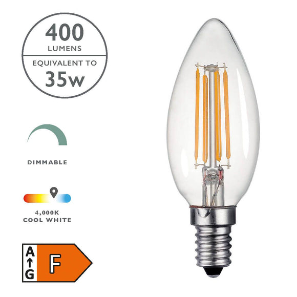 Dimmable LED Candle Light Bulb SES/E14 4W for warm lighting