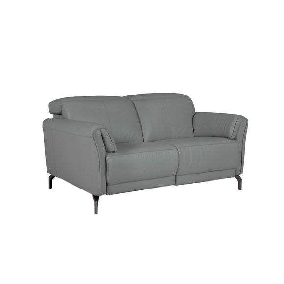 Sleek Steel 2 Seater Sofa with Black Chrome Leg.