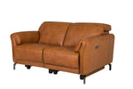 Compact 2 Seater Brown Leather Recliner Couch - Unbeatable Comfort.