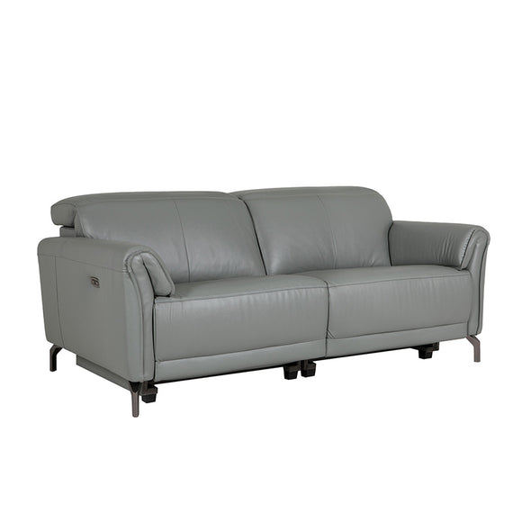 Sleek Steel 3 Seater Recliner Sofa with Black Chrome Leg.