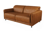 Brown Leather Three Seater Couch: Sleek and Comfortable.