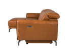 Luxurious Brown Leather Corner Sofa with Adjustable Headrests.