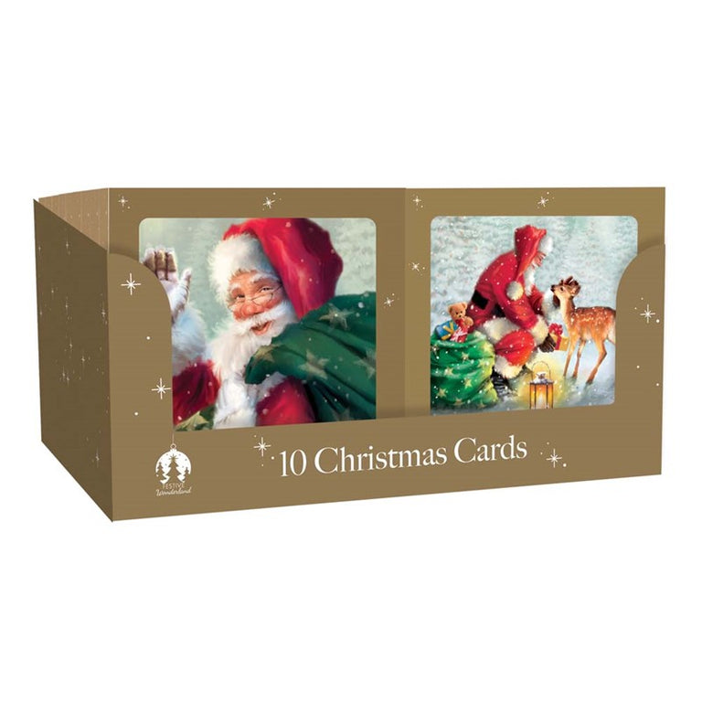 Cards XMAS SQ Trad Santa 10 Pack