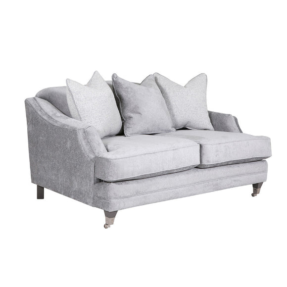 Silver 2 Seater Sofa with Luxurious Textured Chenille Velvet