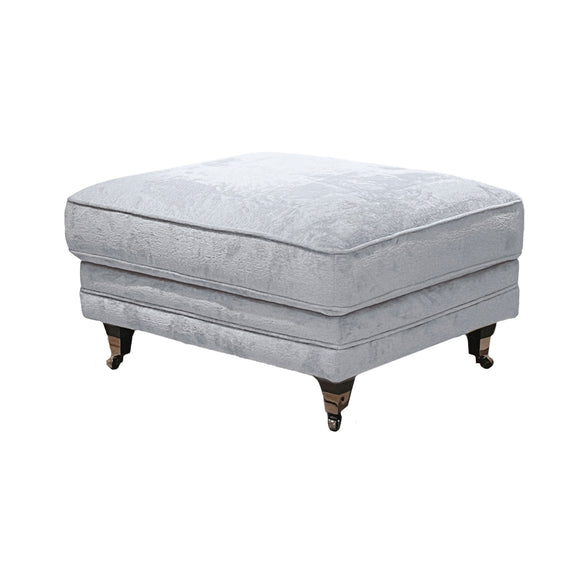 Cascade Silver Footstool - Velvety Luxury and Practicality