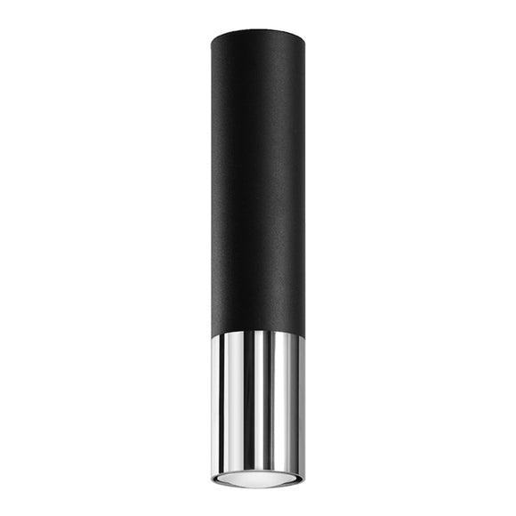 Elegant matte black LOOPEZ ceiling light with chrome accents for stylish lighting
