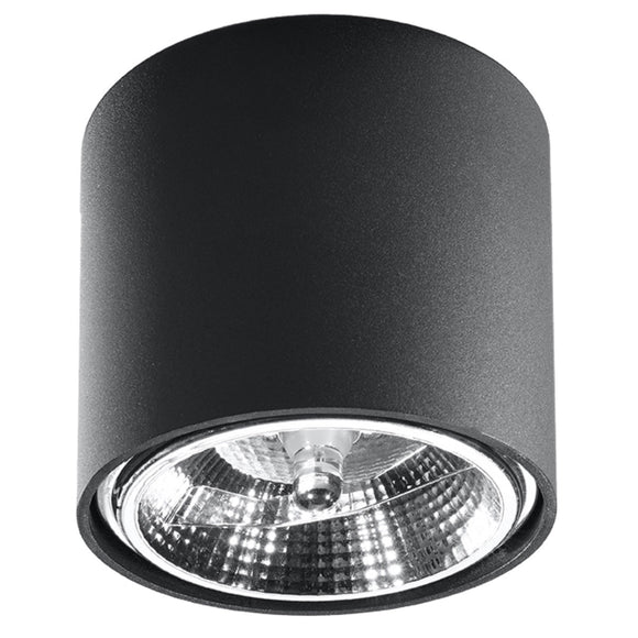 Flush mount light Sollux Lighting Ceiling Lamp TIUBE Black perfect for LED lighting in minimalist rooms.
