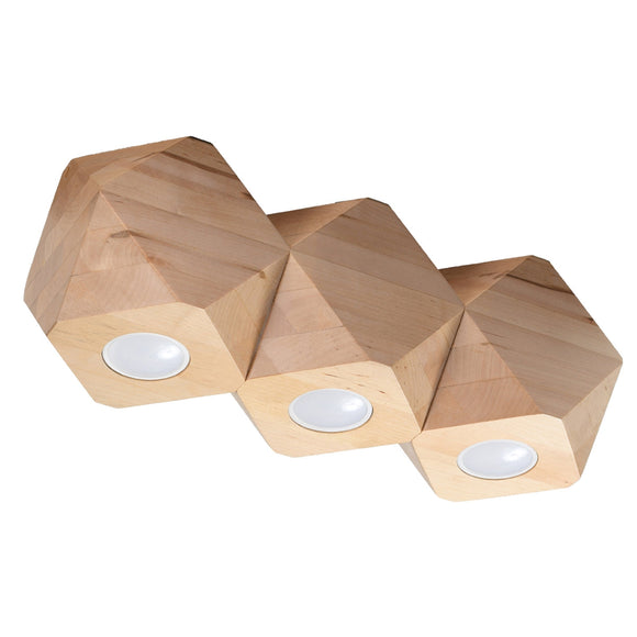Stylish Sollux Lighting Ceiling Lamp WOODY 3 Natural Wood for any room