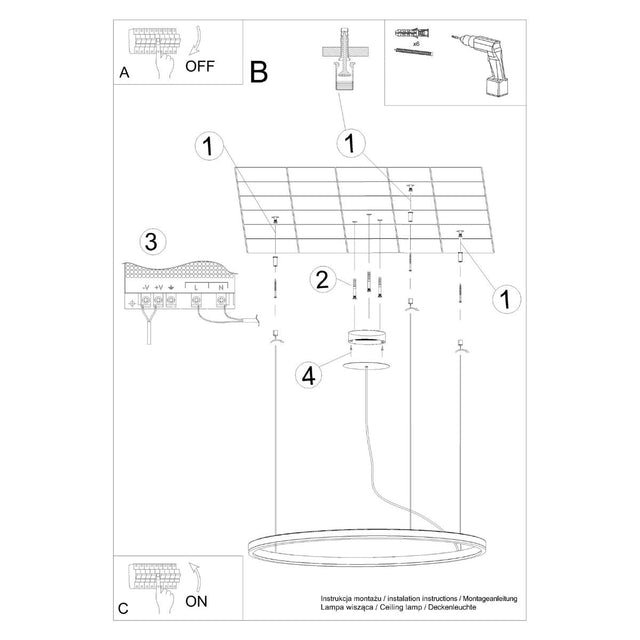 Sollux Lighting Chandelier ODA 80 Black LED 3000K