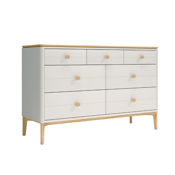 Contemporary wide oak chest of drawers