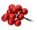 Red glass baubles on wire for Christmas decoration