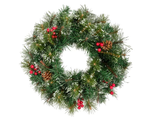 Christmas Decoration Ipswich Wreath Snowy with Red Berries