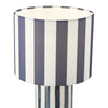 Cicada Table Lamp Blue Ceramic and Polished Chrome with linen shade