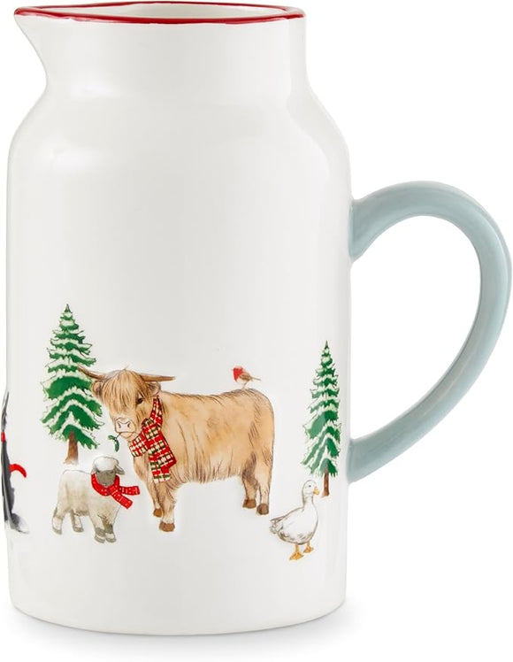 Festive ceramic milk jug with Christmas farm print