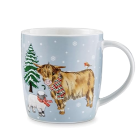 Festive ceramic Christmas kitchenware Highland cow mug