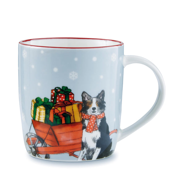 Christmas On The Farm Barrel Mug Dog ceramic mug