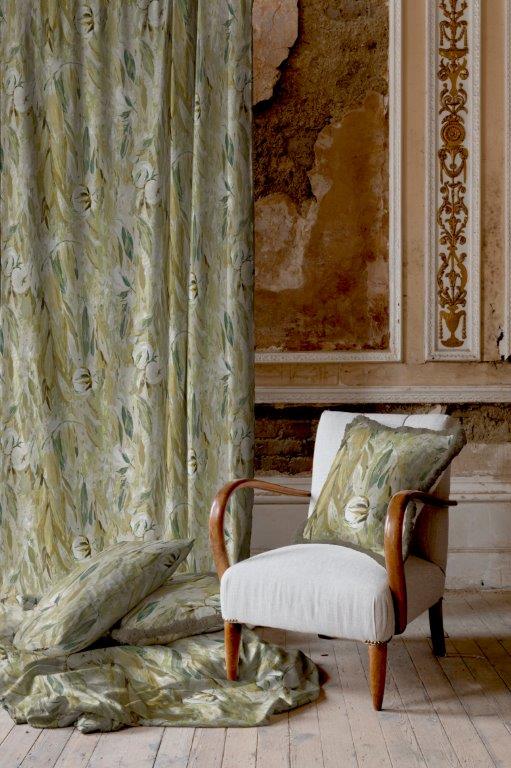 Cottonopolis Honeydew Lined Eyelet Curtains