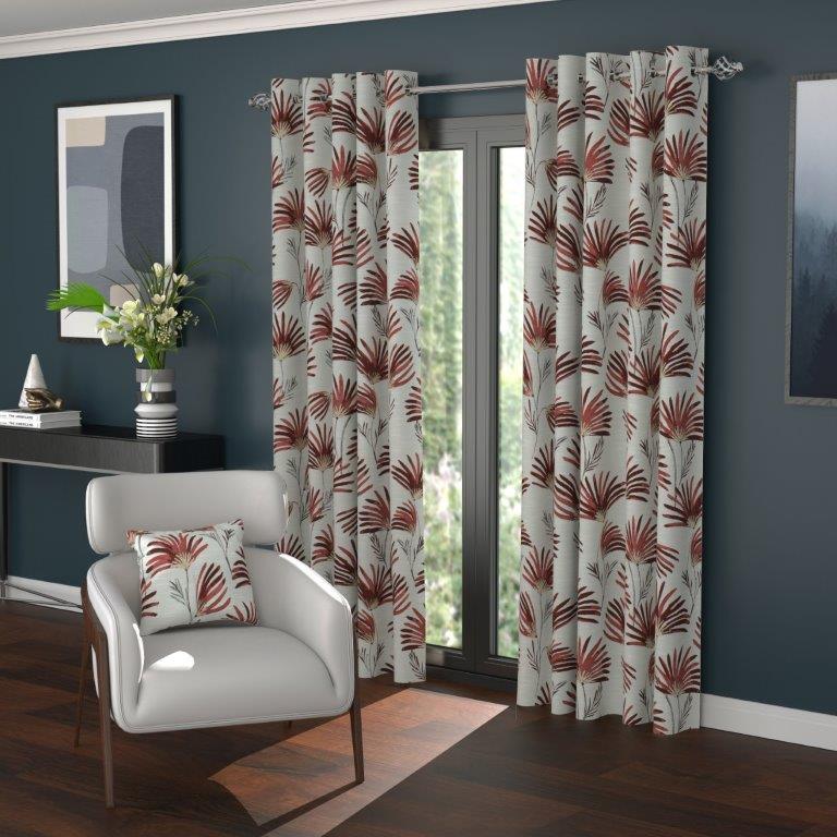 Daisy Red Polar Fleece Lined Curtains
