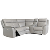 Stylish corner sofa with plush reclining seats in grey leather.
