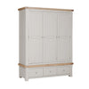 Taupe 3-Door Wardrobe with Shelving and Hanging Space.
