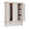 Stylish Taupe Doune 3-Door Wardrobe with Oak Veneer Top.
