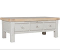 Elegant coffee table with drawers and taupe finish