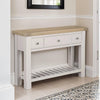 Stylish console table with storage for a living room.
