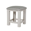 Stylish dressing stool for vanity table in taupe color.
