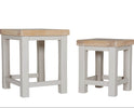 Oak Top Nest of Tables in Taupe Color for Stylish Living Room Design