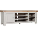 Doune 1.4m TV Unit Taupe with Oak Top and Ample Storage