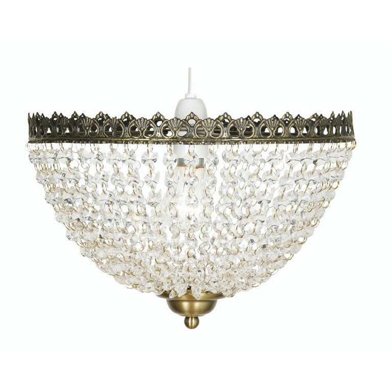 Ekon Glass Beaded Pendant Lighting – Antique Brass Ceiling Lighting with Elegant Glass Design