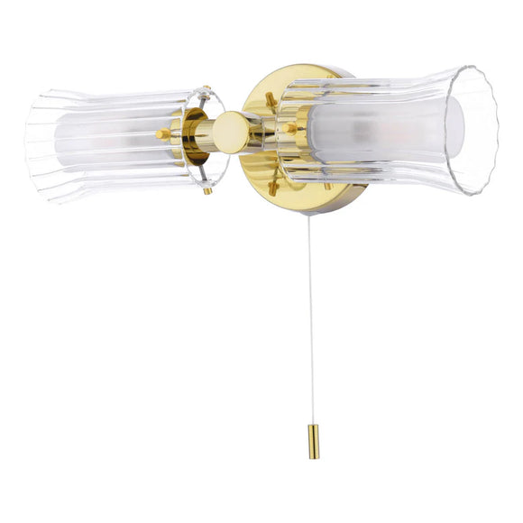 Elba Bathroom 2 Light Wall Light Polished Gold Glass for elegant bathroom lighting