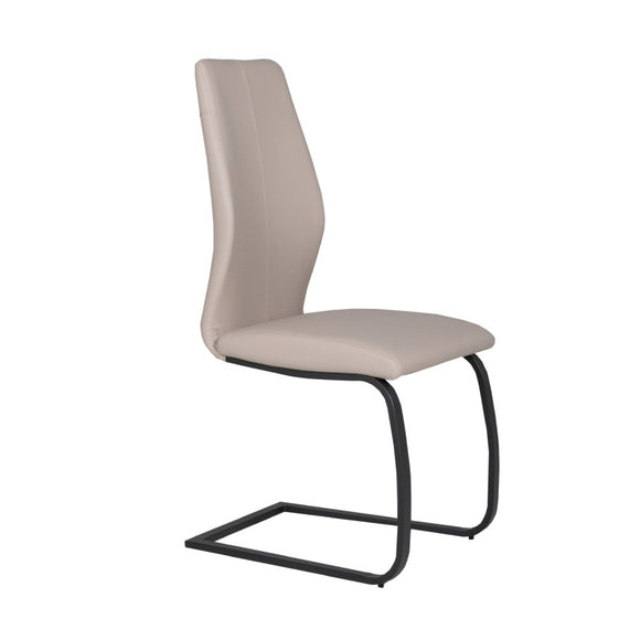 Beige vegan leather cantilever dining chair