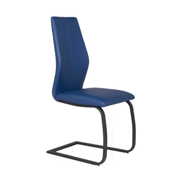 Vegan leather dining chair in blue