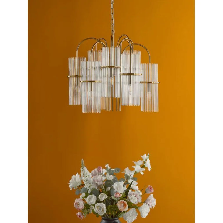 Eniola 9 Light Pendant Natural Brass and Glass