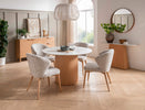 Modern circle dining table with oak-coloured base