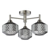Fabrienne 3 Light Semi-Flush Satin Nickel and Smoked Glass ceiling lighting