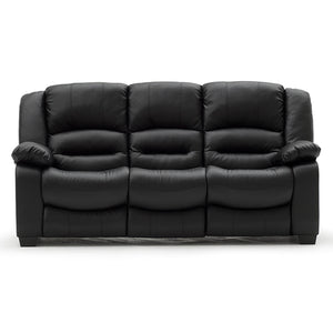 Black Leather 3 Seater Sofa - Classic Elegance for Your Home