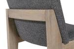 Solid oak leg dining chair in dark grey fabric