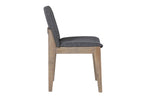 Dark grey fabric kitchen chair with oak frame

