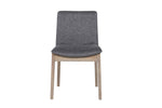 Contemporary fabric dining chair with oak legs
